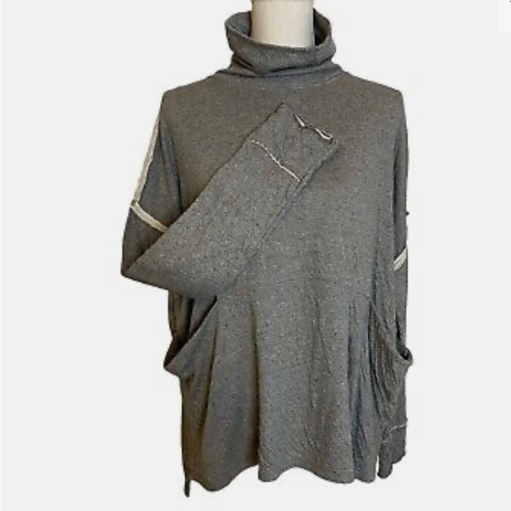 We The Free People Grey Shirt Turtleneck Casual Long Sleeve